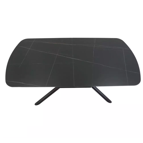 Table Extensible De Salle à Manger Noir Mat Scandinave 160 + 40cm Céramique Et Métal Vecki