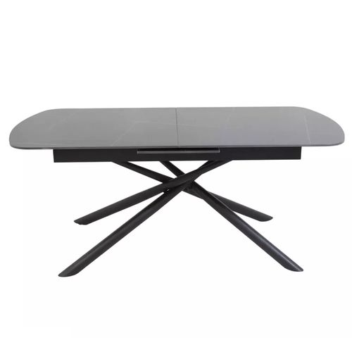 Table Extensible De Salle à Manger Noir Mat Scandinave 160 + 40cm Céramique Et Métal Vecki