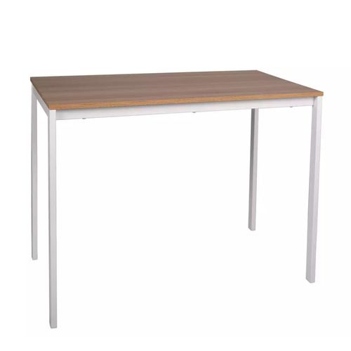 Table Rectangulaire 100 Cm Avec Plateau Stratifié Couleur Chêne Pieds Blanc Landry