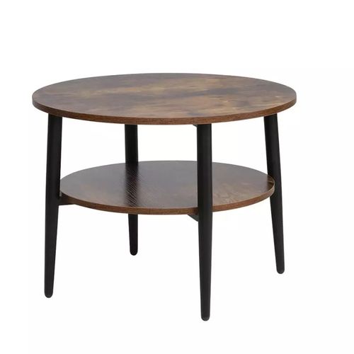 Table Basse Marron Rustique 2 Étages 60 Cm Zenix