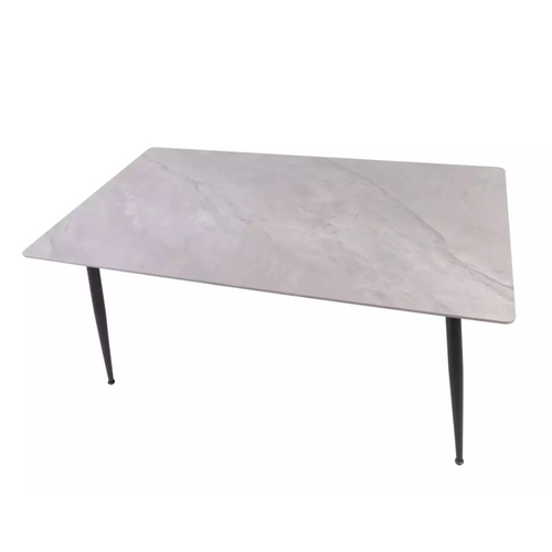 Table De Salle à Manger 160 Cm Rectangulaire Gris Brillant En Céramique Armando