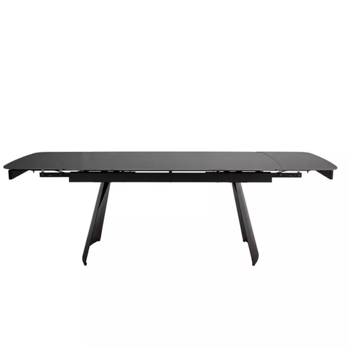 Table De Salle à Manger Extensible 160 + 80cm Plateau Céramique Noir Mat Finley