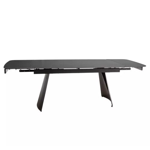 Table De Salle à Manger Extensible 160 + 80cm Plateau Céramique Noir Mat Finley