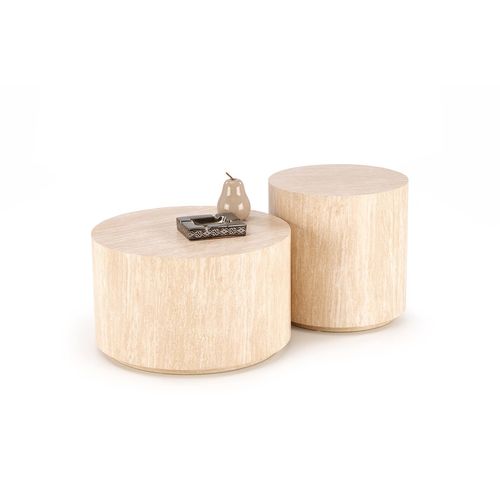 Petite Table Basse Circulaire Couleur Travertin Mio