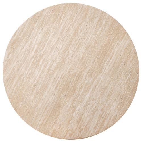 Petite Table Basse Ronde 80 Cm Travertin Et Bois Zack