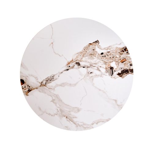 Guéridon Rond Aspect Noyer Et Marbre Beige 50 X 50 Cm Karen