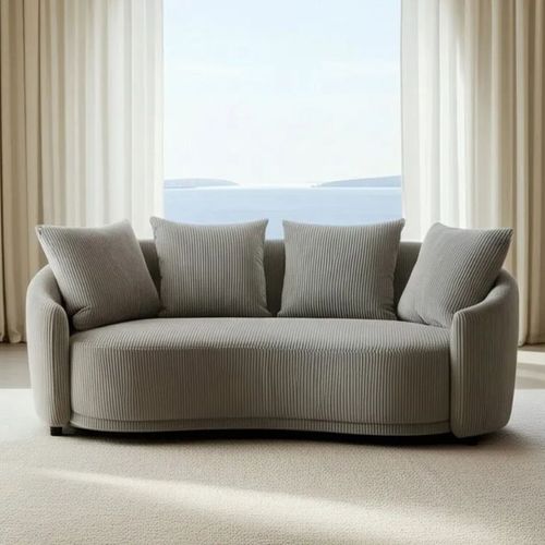 Canapé 3 Places Tissu Glace Côtelé Avec Coussins Équatoria