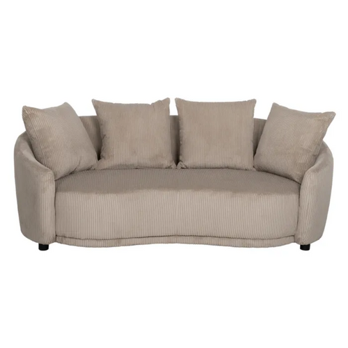 Canapé 3 Places Tissu Beige Côtelé Avec Coussins Équatoria