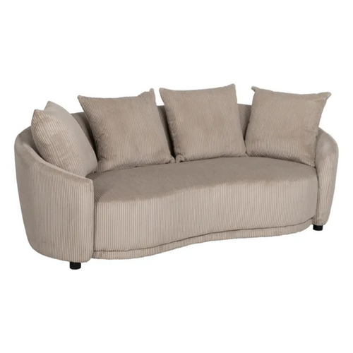 Canapé 3 Places Tissu Beige Côtelé Avec Coussins Équatoria