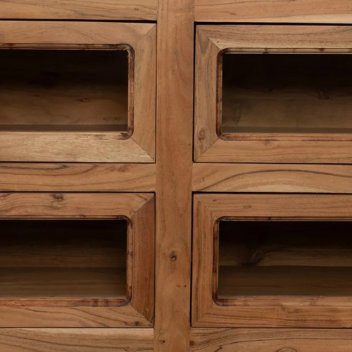 Bahut Bois De Manguier Avec Plateau Marbre Blanc Et 6 Tiroirs Cypréna