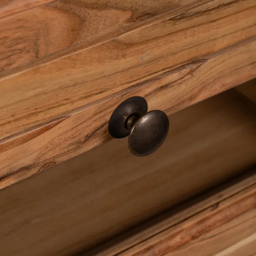 Bahut Bois De Manguier Avec Plateau Marbre Blanc Et 6 Tiroirs Cypréna