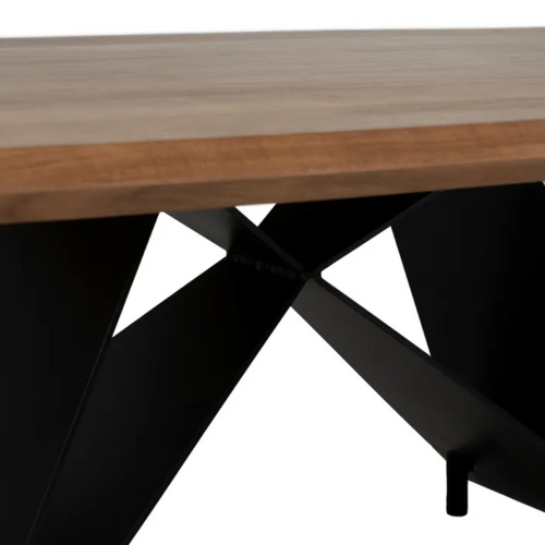 Table à Manger 170 Cm Bois D’acacia Et Pieds Métal Croisés Himera