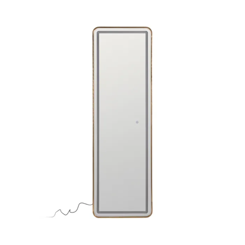 Miroir Plein Pied LED Capteur Cadre Aluminium Doré 160 Cm Tactile Avenor