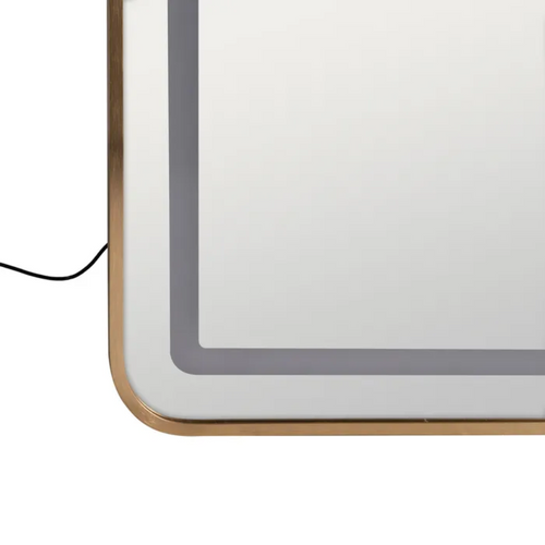 Miroir Plein Pied LED Capteur Cadre Aluminium Doré 160 Cm Tactile Avenor