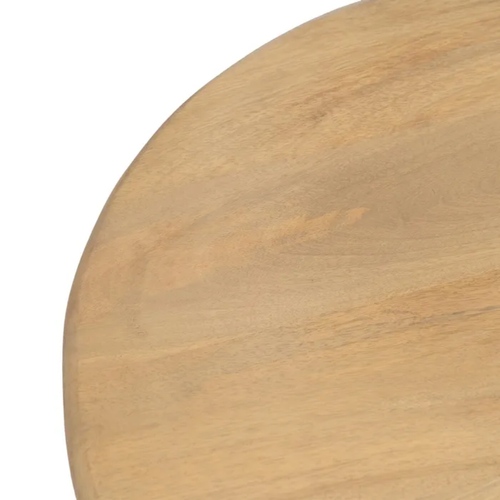 Table Basse Ovale Bois De Manguier Double Colonne Rainuré Chic Flonesie