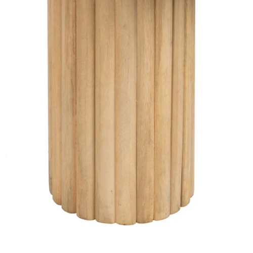 Table Basse Ovale Bois De Manguier Double Colonne Rainuré Chic Flonesie