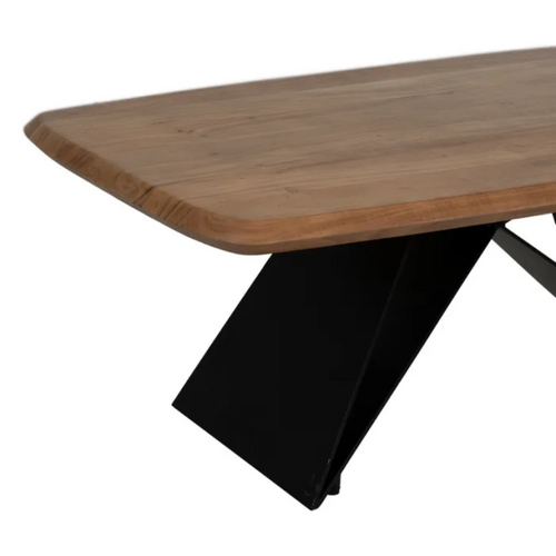 Table Basse Acacia Massif 110 X 60 Cm Pied X Métal Noir Himera