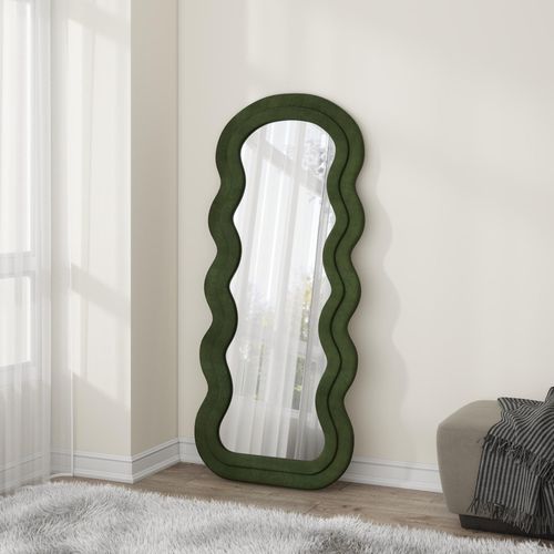 Miroir Moderne Avec Encadrement Vert Olive En Forme De Vagues Wavy
