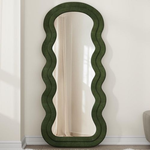 Miroir Moderne Avec Encadrement Vert Olive En Forme De Vagues Wavy
