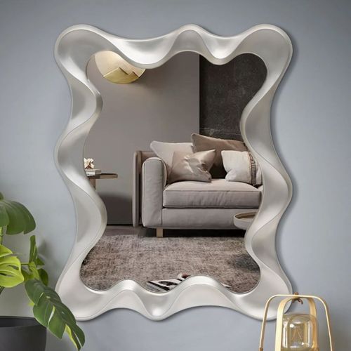 Miroir Mural Moderne Couleur Argent 90 X 70 Cm Ovide
