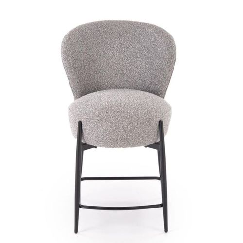 Chaise De Bar Design En Tissu Gris Avec Pieds Noirs En Métal Rockin