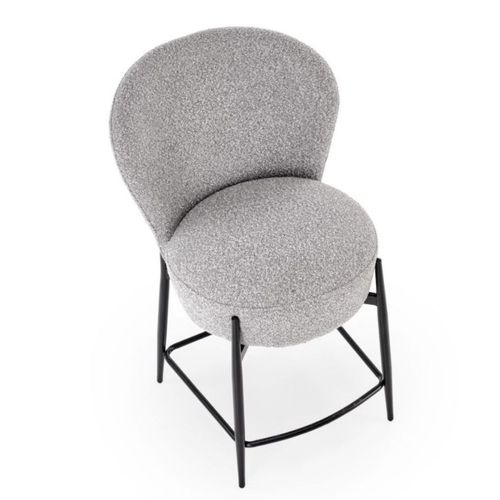 Chaise De Bar Design En Tissu Gris Avec Pieds Noirs En Métal Rockin