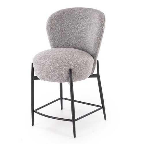 Chaise De Bar Design En Tissu Gris Avec Pieds Noirs En Métal Rockin
