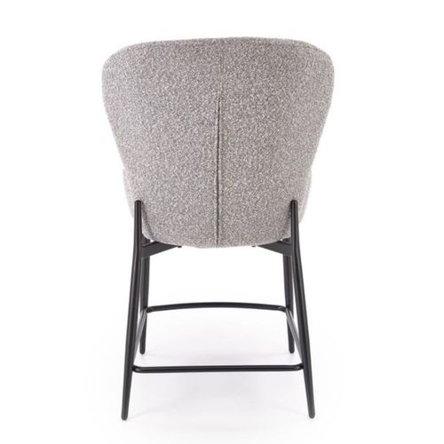 Chaise De Bar Design En Tissu Gris Avec Pieds Noirs En Métal Rockin