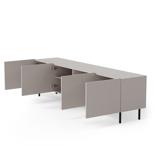 Meuble TV Cachemire 200 Cm Avec 4 Portes Et Pieds En Métal Rotterdam