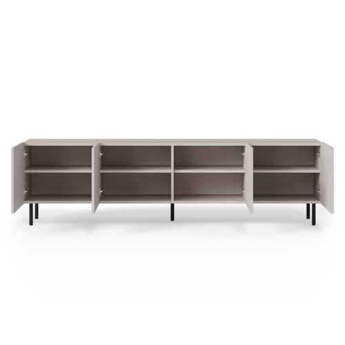 Meuble TV Cachemire 200 Cm Avec 4 Portes Et Pieds En Métal Rotterdam