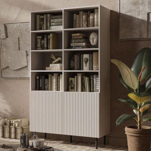 Buffet Haut Couleur Cachemire Avec 2 Portes Et Niches De Rangement Rotterdam