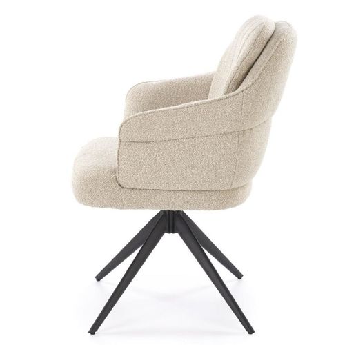 Chaise Beige Pivotante Design En Tissu Avec Pieds En Métal Lana