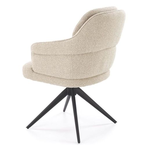 Chaise Beige Pivotante Design En Tissu Avec Pieds En Métal Lana