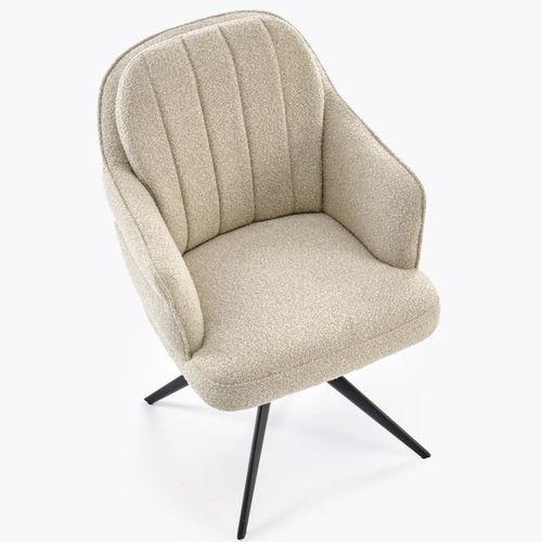 Chaise Beige Pivotante Design En Tissu Avec Pieds En Métal Lana