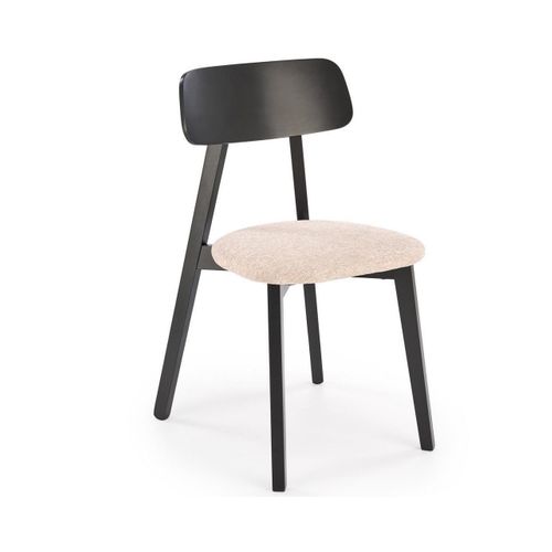 Chaise Design Avec Structure Vernie Noire Et Assise En Tissu Beige Tagg