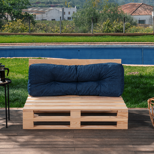 Coussins Palette Dossier En Polyester 120x40x15 Cm Bleu