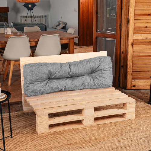 Coussins Palette Dossier En Polyester 120x40x15 Cm Gris