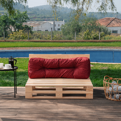 Coussins Palette Dossier En Polyester 120x40x15 Cm Rouge