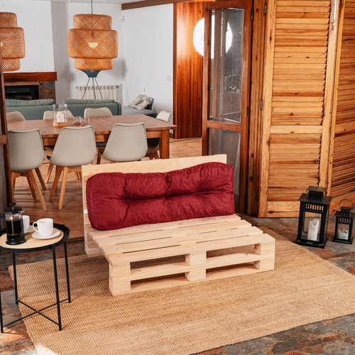 Coussins Palette Dossier En Polyester 120x40x15 Cm Rouge