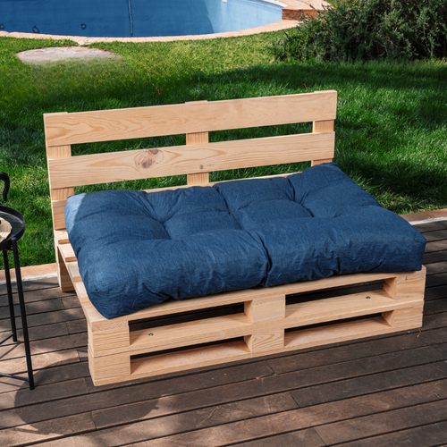 Coussins Palette Assise En Polyester 120x80x15 Cm Bleu