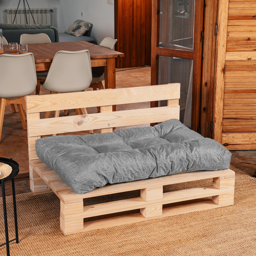 Coussins Palette Assise En Polyester 120x80x15 Cm Gris