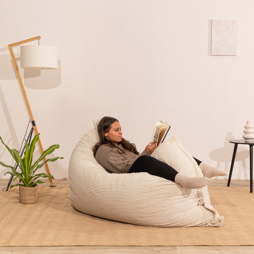 Pouf Velours Côtelé Déhoussable - 140x180 Cm