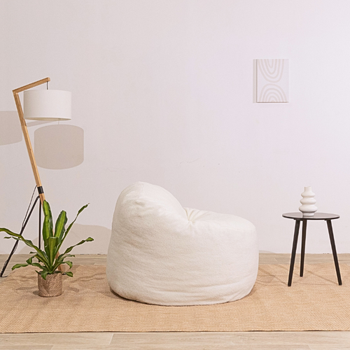 Pouf Bouclette Blanc 100 Cm