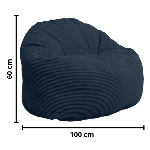 Pouf Velours Côtelé Épais 100cm Bleu Foncé