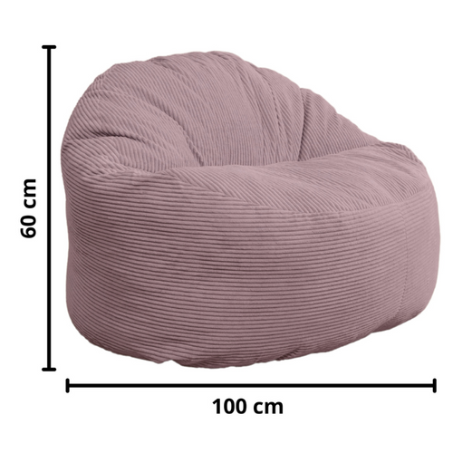 Pouf Velours Côtelé Épais 100cm Violet Parme