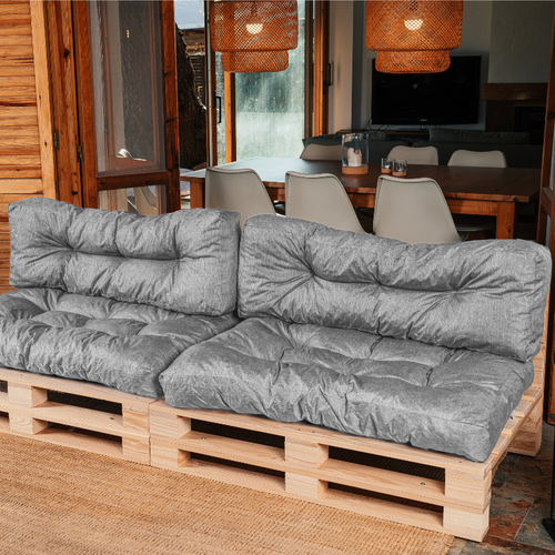 Coussins Palette Lot X2 En Polyester 120x80cm/120x40cm Gris