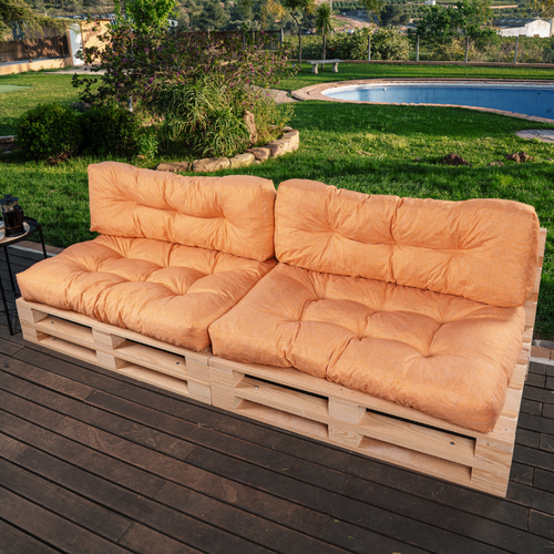 Coussins Palette Lot X2 En Polyester 120x80cm/120x40cm Orange