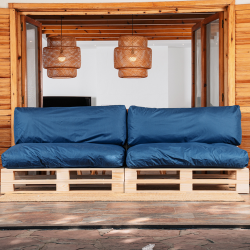 Coussins Palette Déhoussable Imperméable Lot X2 Bleu