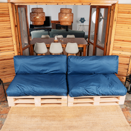 Coussins Palette Déhoussable Imperméable Lot X2 Bleu