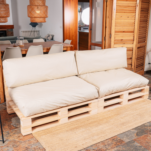 Coussins Palette Déhoussable Imperméable Lot X2 Beige